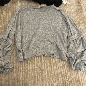 Pookie & Sebastian Grey Ruffled Sweater